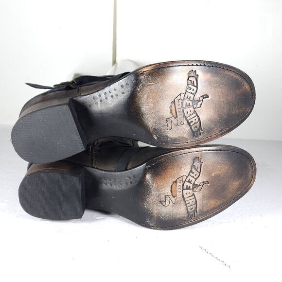 FREEBIRD BY STEVEN Women's Sammi US 10 Brown Leather Distressed Strappy Booties - Picture 10 of 11